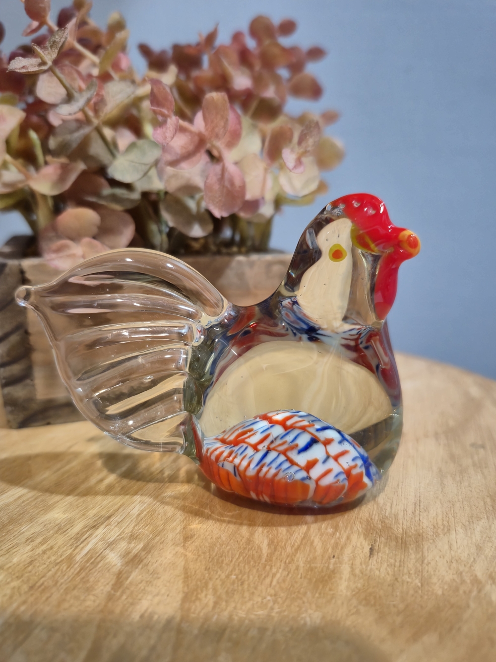 Vintage Murano Style Hand Blown Glass Hen Chicken Paperweight Figurine